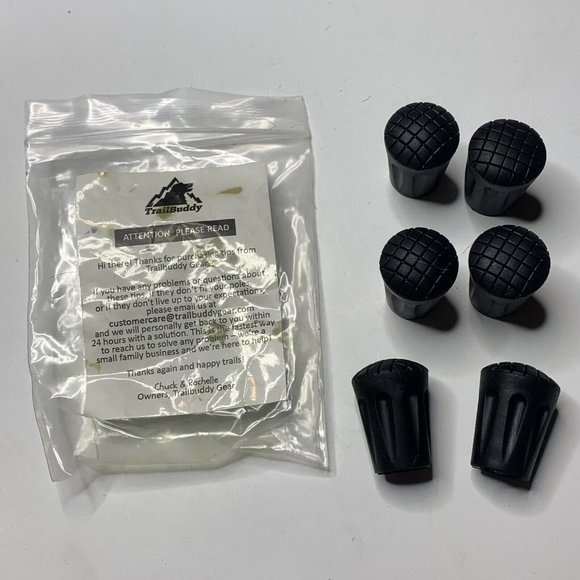 Pack Of 6 TrailBuddy Walking Stick Tips Replacement Rubber Cane Tips - Picture 1 of 4